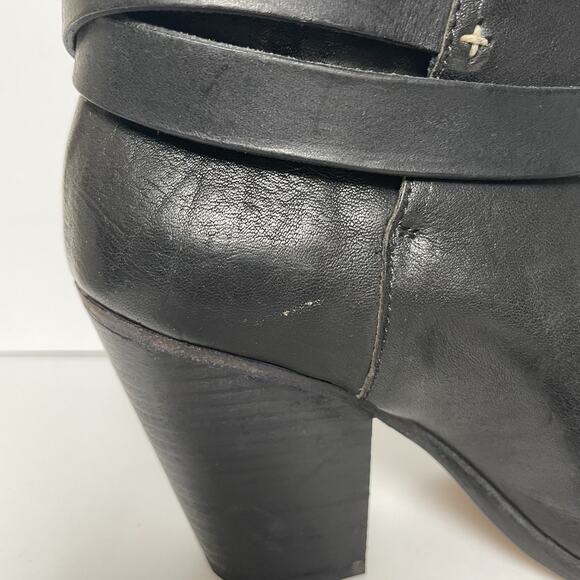 Rag & Bone Harrow Boots Womens Size 39 Black Leather Ankle Heeled Strap Italy - Picture 11 of 16